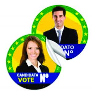 PRAGUINHA ELEITORAL Vinil Adesivo 0.08 mm Personalizado 4x0 / IMPRESSÃO ECOSSOLVENTE  Recorte eletrônico Mínimo de 100 unidades